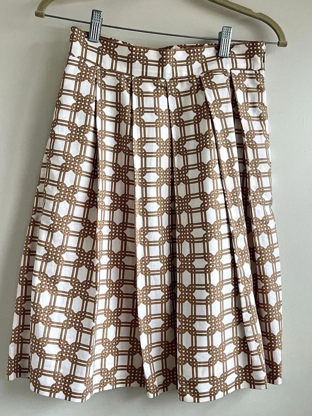 Ann Taylor Women's Geometric A-Line Skirt White & Brown Size 0P